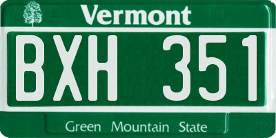 VT license plate BXH351