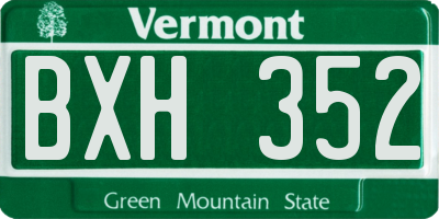VT license plate BXH352