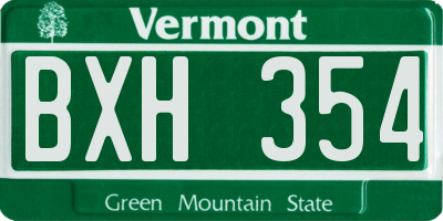 VT license plate BXH354