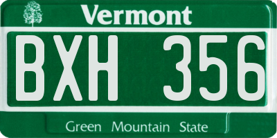 VT license plate BXH356