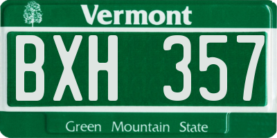 VT license plate BXH357