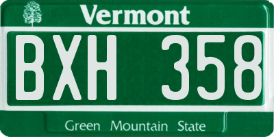VT license plate BXH358