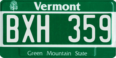 VT license plate BXH359