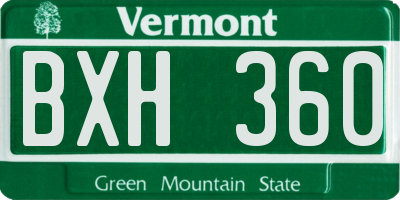 VT license plate BXH360