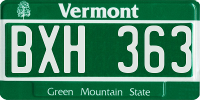 VT license plate BXH363
