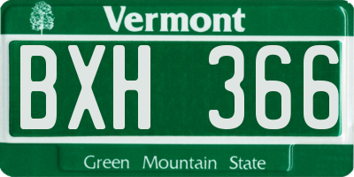 VT license plate BXH366
