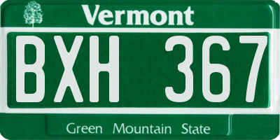 VT license plate BXH367