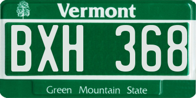 VT license plate BXH368