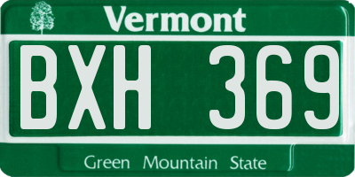 VT license plate BXH369