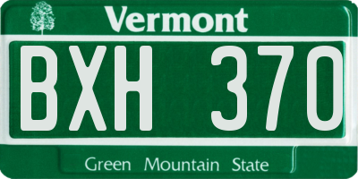 VT license plate BXH370