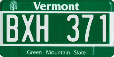 VT license plate BXH371