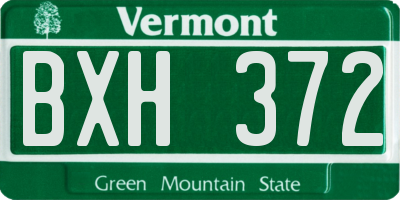 VT license plate BXH372