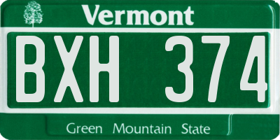 VT license plate BXH374