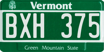 VT license plate BXH375
