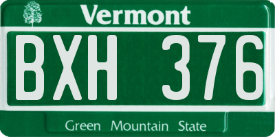 VT license plate BXH376