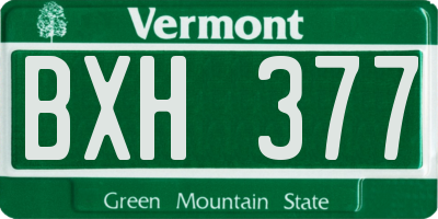 VT license plate BXH377