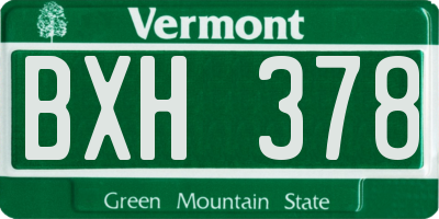 VT license plate BXH378