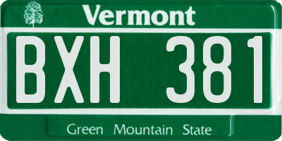 VT license plate BXH381