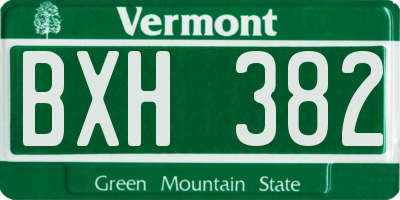 VT license plate BXH382