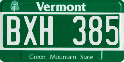 VT license plate BXH385