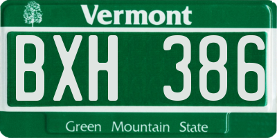 VT license plate BXH386