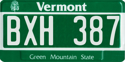 VT license plate BXH387