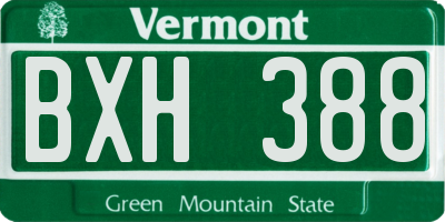 VT license plate BXH388