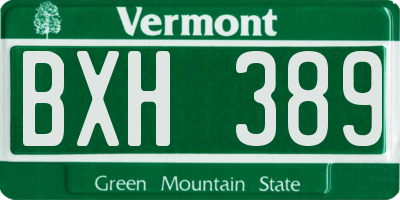 VT license plate BXH389