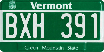 VT license plate BXH391