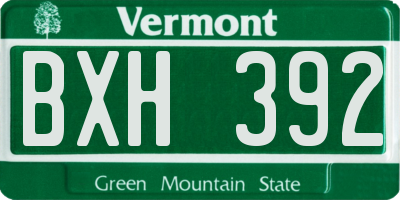 VT license plate BXH392