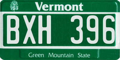 VT license plate BXH396