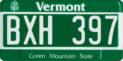 VT license plate BXH397