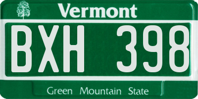 VT license plate BXH398