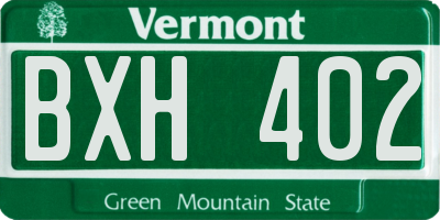 VT license plate BXH402