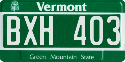 VT license plate BXH403