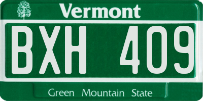 VT license plate BXH409