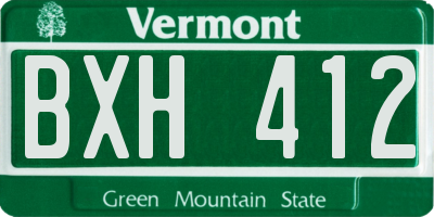VT license plate BXH412