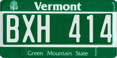 VT license plate BXH414