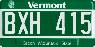 VT license plate BXH415