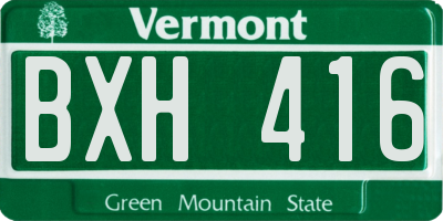 VT license plate BXH416