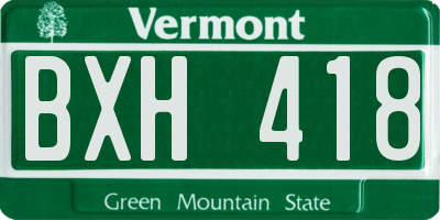 VT license plate BXH418