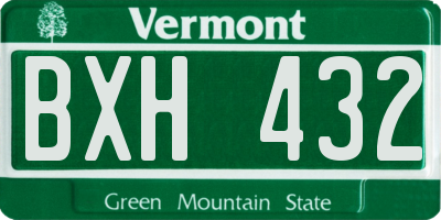 VT license plate BXH432