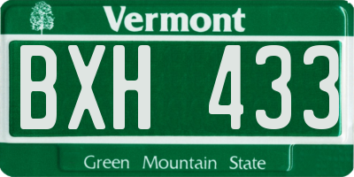 VT license plate BXH433