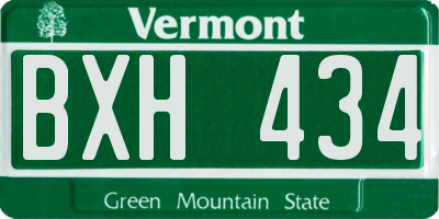 VT license plate BXH434