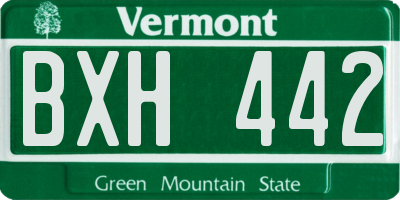 VT license plate BXH442