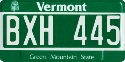 VT license plate BXH445
