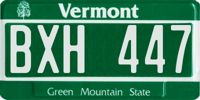 VT license plate BXH447