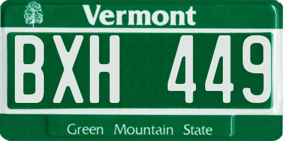 VT license plate BXH449