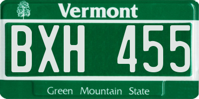 VT license plate BXH455