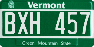 VT license plate BXH457
